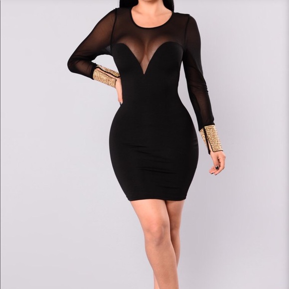 black and gold mesh dress